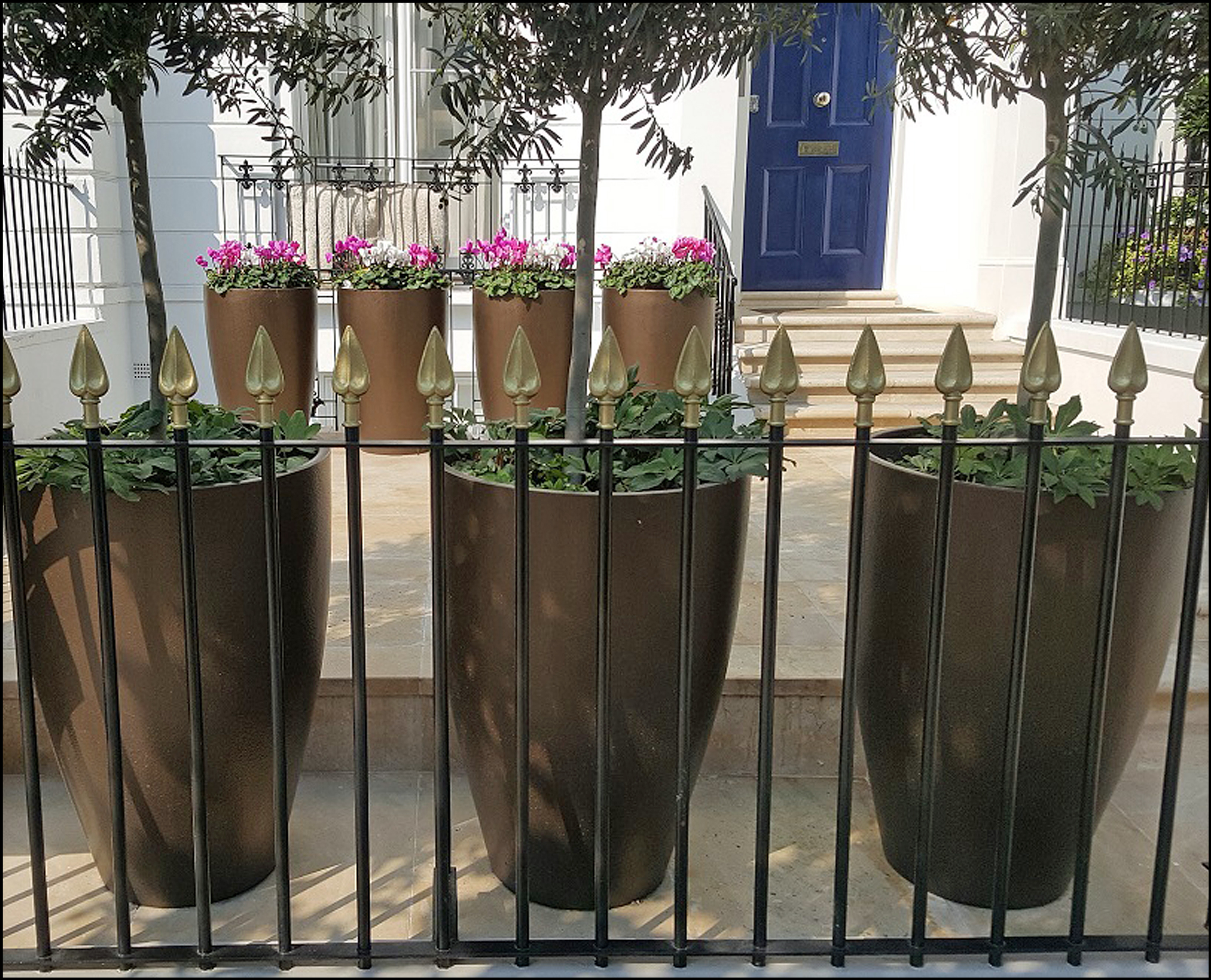 Fibreglass GEO Vase Planters in a Penny Bronze finish London