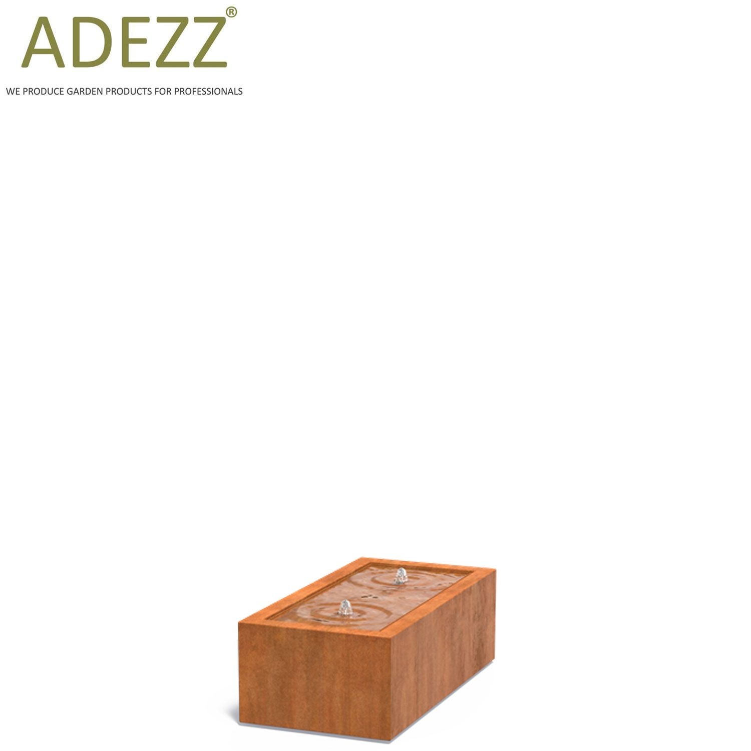 ADEZZ Corten Steel Water Table L120cm X D60cm X H40cm 2 Fountains