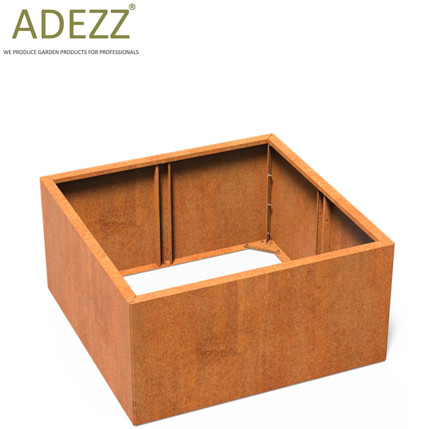 ADEZZ Corten Steel CONNECT Flat Pack CARREZ Low Square Planter 8