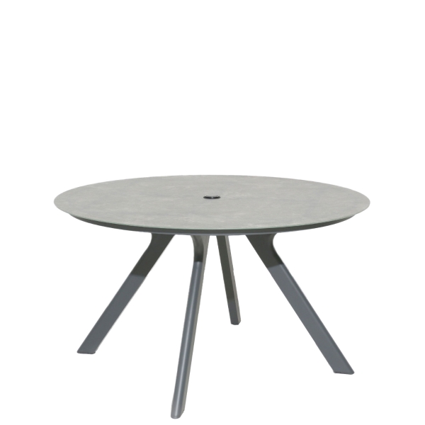 round aluminium garden table